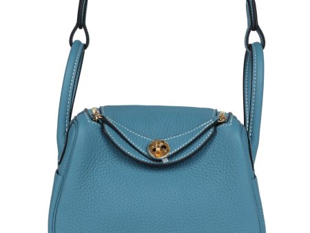 Hermes Mini Lindy Blue Jean Clemence Gold Hardware Online