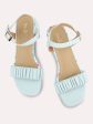 Women Blue Textured Wedge Sandals Online Hot Sale