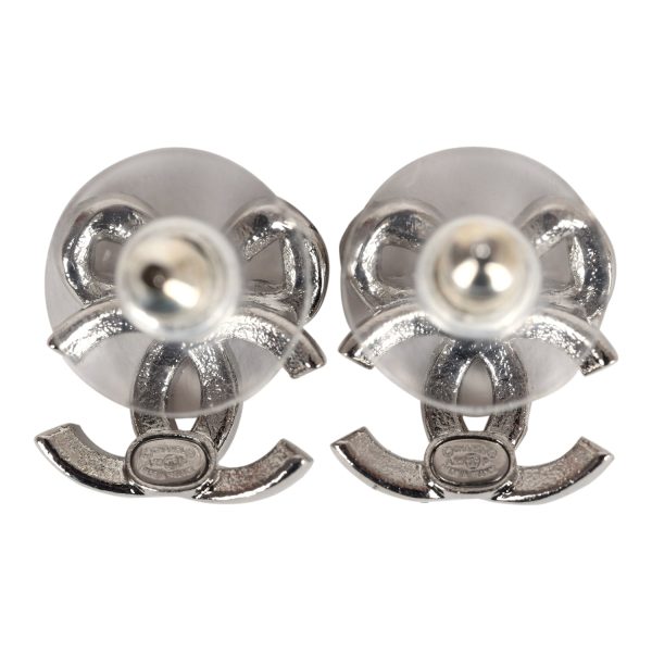 Chanel Mini Crystal Bow CC Stud Earrings Silver Hardware Online Hot Sale