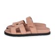 Hermes Chypre Techno Sandal Nude Suede Palladium Hardware 38 EU Fashion