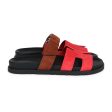 Hermes Chypre Techno Sandal Rouge Cinetique & Gold Suede Palladium Hardware 38.5 EU Hot on Sale