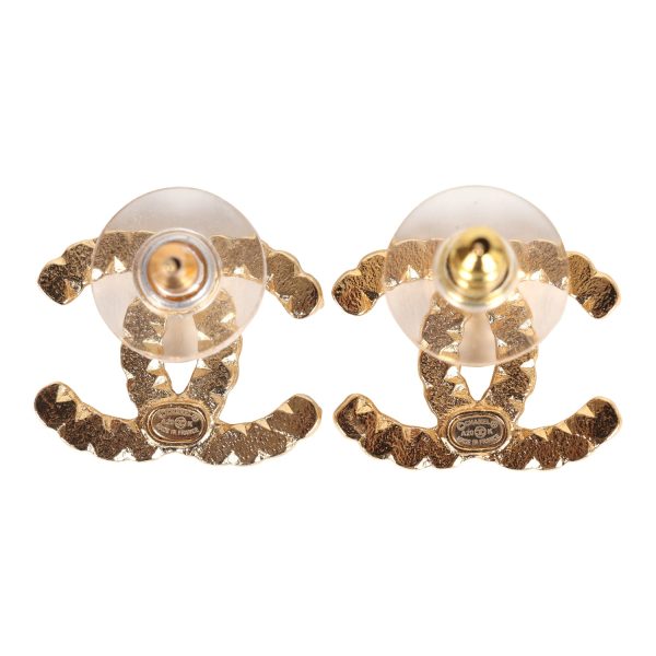 Chanel CC Black White Crystals and Pearls Stud Earrings Gold Hardware Discount