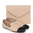 Chanel Beige and Black Flats with Clutch 37 EU Supply