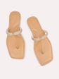 Women Beige Textured Embellished Open Toe flats Online Hot Sale