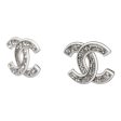 Chanel Large Lucite CC Crystal Stud Earrings White Enamel and Silver Hardware Sale