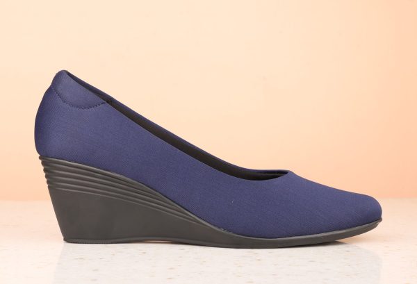 Women Navy Solid Wedge Pumps Discount