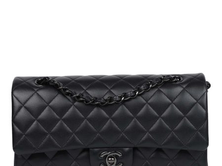 Chanel Medium Classic Double Flap Bag SO Black Lambskin Black Hardware Online Hot Sale