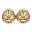 Chanel CC Round Stud Earrings White Black Enamel Gold Hardware Sale