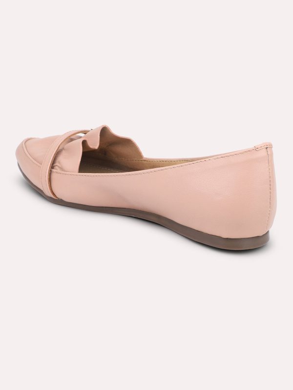 Women Peach Buckles Flats Ballerinas Cheap