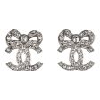 Chanel Mini Crystal Bow CC Stud Earrings Silver Hardware Online Hot Sale