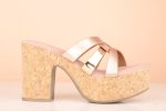 Women Rose Gold Embellished Platform Heels Hot on Sale