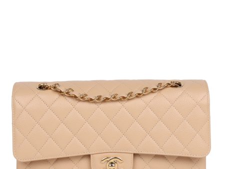 Chanel Medium Classic Double Flap Bag Beige Caviar Gold Hardware Supply