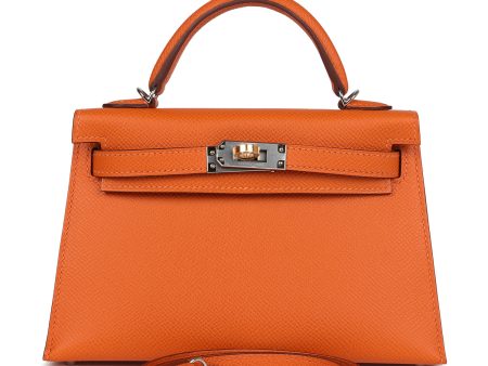 Hermes Kelly Sellier 20 Orange Epsom Electrum Hardware For Sale