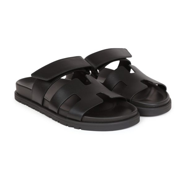 Hermes Chypre Techno Sandals Black Calfskin Palladium Hardware 35.5 EU Online Sale