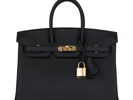 Hermes Birkin 25 Black Togo Gold Hardware Hot on Sale