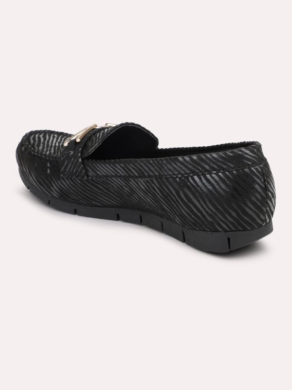 Women Black Embellished Loafers Discount