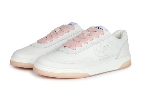 Chanel CC Low Top Sneakers White and Pink 37.5 EU Sale