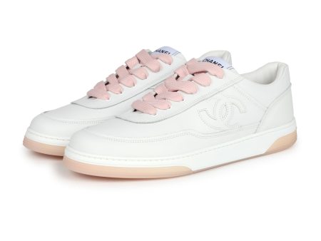 Chanel CC Low Top Sneakers White and Pink Calfskin 41 EU Fashion