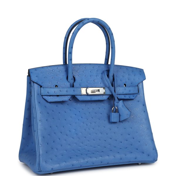 Pre-owned Hermes Birkin 30 Bleuet Ostrich Palladium Hardware Payment 2 For Discount