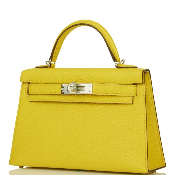 Hermes Kelly Sellier 20 Jaune de Naples Verso Chèvre Palladium Hardware Online now