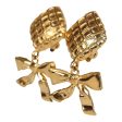 Vintage Chanel 24K Gold Plated Dangle Bow Clip On Earrings Online Sale