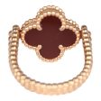 Van Cleef & Arpels Vintage Alhambra Reversible Ring Carnelian and Diamonds 18K Guilloché Rose Gold Hardware Online Sale