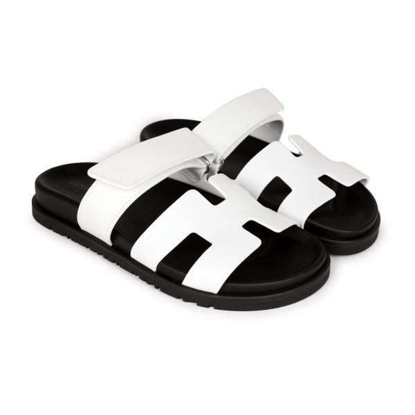 Hermes Chypre Sandals White Palladium Hardware 35.5 EU Online Sale