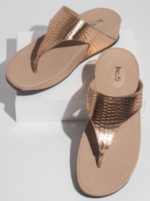 Women Rose Gold Textured Comfort Heels Online Hot Sale