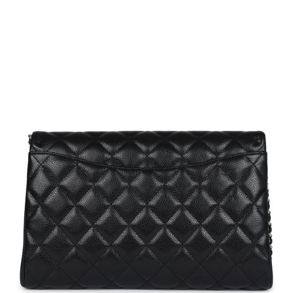 Chanel Clutch with Chain Bag Black Caviar Silver Hardware For Discount