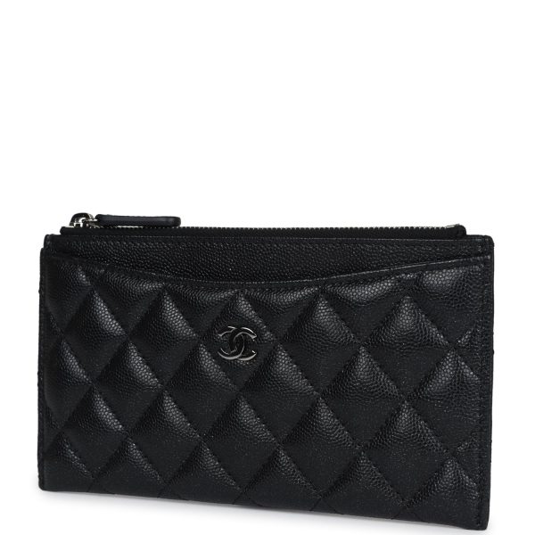 Chanel Classic Long Zipped Pouch Iridescent Black Caviar Ruthenium Hardware Online