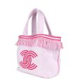 Chanel CC Beach Tote Bag & Towel Set Pink & White Canvas & Terry Supply