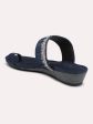 Women Navy-Coloured Textured One-Toe Wedge Heels Online Hot Sale