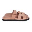 Hermes Chypre Techno Sandal Nude Suede Palladium Hardware 38 EU Fashion