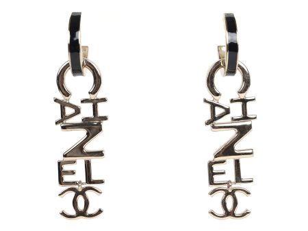 Chanel  Chanel  Letter Drop Earrings Black White Enamel Light Gold Hardware Hot on Sale