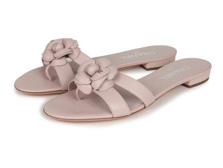 Chanel Pink Camellia Lambskin Sandals 39 EU Online Sale