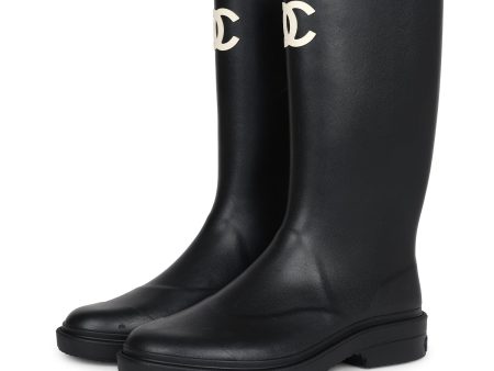 Chanel Black High Caoutchouc CC Boots EU 41 Online now