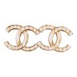 Chanel CC Stud Earrings White Textured Enamel and Gold Metal Sale