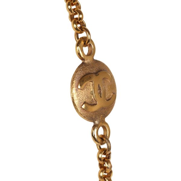 Vintage Chanel Medallion Cable Chain Gold Metal Necklace Online