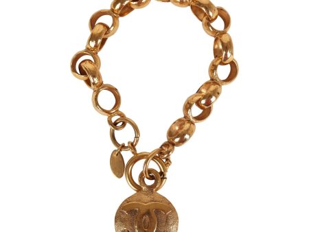 Vintage Chanel Rolo Chain Logo Bracelet Gold Metal Online now