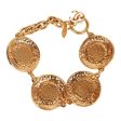 Vintage Chanel Gold, Green and Red Gripoix Medallion Bracelet For Discount