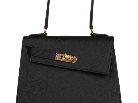 Hermes Kelly Sellier en Desordre 20 Black Epsom Gold Hardware Hot on Sale