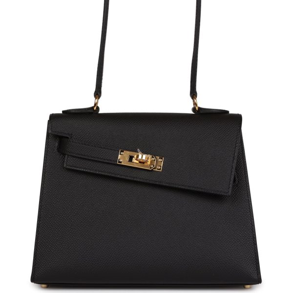 Hermes Kelly Sellier en Desordre 20 Black Epsom Gold Hardware Hot on Sale