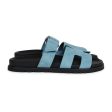 Hermes Chypre Techno Sandals Bleu Mineral Suede Palladium Hardware 37 EU For Sale