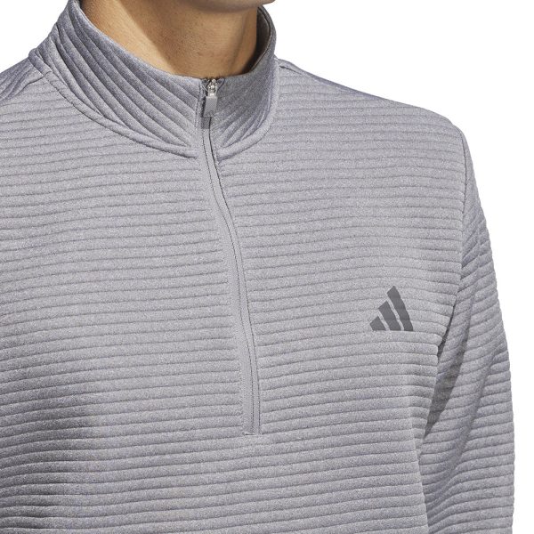 adidas Ultimate365 DWR Textured 1 4 Zip Pullover - Grey Three White Fashion