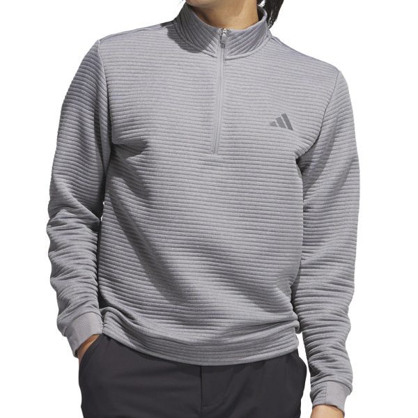 adidas Ultimate365 DWR Textured 1 4 Zip Pullover - Grey Three White Fashion